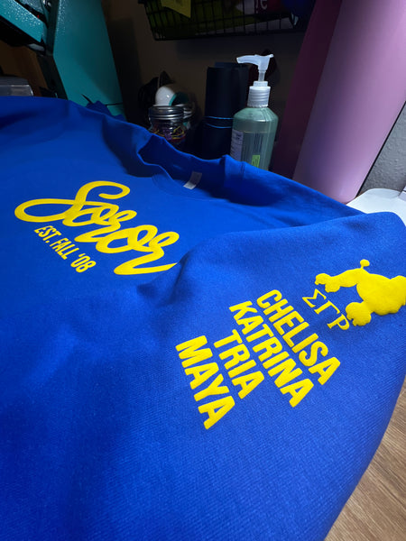 Blue Pullover Custom Crew Neck Sweatshirt