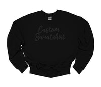 Black on Black Pullover Custom Crew Neck Sweatshirt