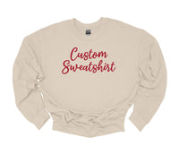 Cream/Khaki and Red Pullover Custom Crew Neck Sweatshirt